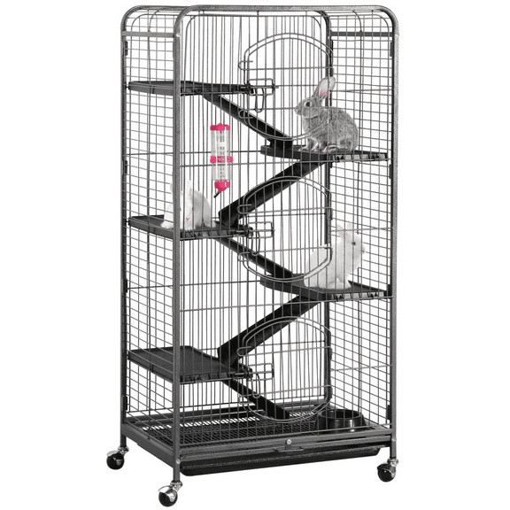Renwick 6 Levels Rolling Pet Cage for Small Animals Black