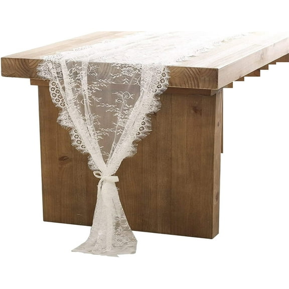 Vintage Lace White Table Runner, Floral Lace Table Runners for Rustic Chic Wedding Reception Table Decor, Wedding Bridal Shower Party Decorations