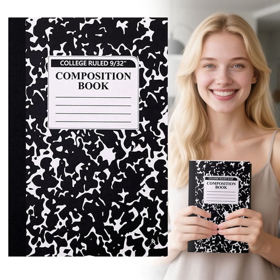 A5 Composition Notebook,Black White Sewn Binding Journal 30 Sheets 60 Pages Thick Lined Paper Notebook For Business Note Taking Journaling office supplies