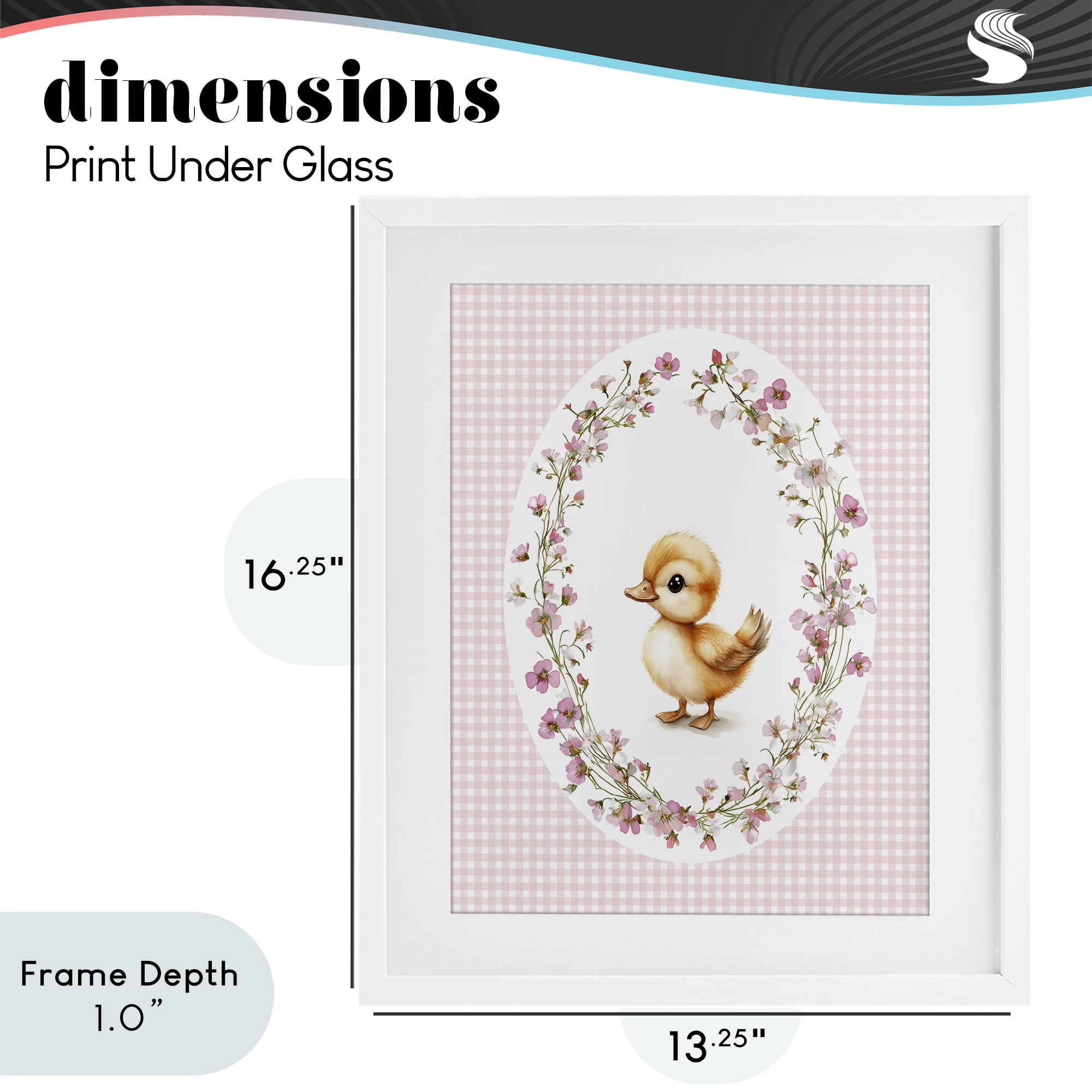 Stupell Industries Spring Gingham Duckling White Framed Print Under Glass, design by Christine Simpson Art