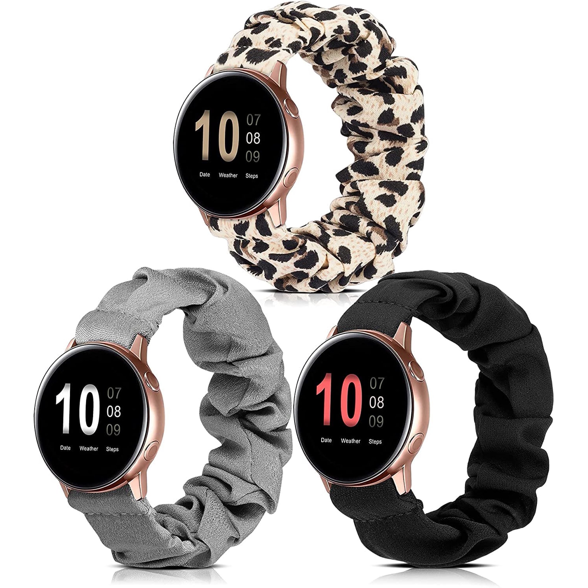 Wearlizer 3 Packs Compatible with Samsung Galaxy Watch 7 6 5 4 FE 40mm 44mm/Watch 6 Classic/Watch 5 Pro/Watch 4 Classic/Active 2/Watch 3 41mm Women, 20 mm Elastic Watch Bands