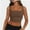 Brown, variant on Women’s Sleeveless Crop Tops Square Neck Workout Fitness Basic Cropped Tank Top