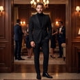 thumbnail image 3 of Cloudstyle Men's Solid Color Notch Lapel Two-Button Linen Blazer - Casual Regular Fit Spring/Fall No Back Vent Jacket, 3 of 12