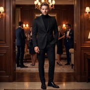 Cloudstyle Men's Solid Color Notch Lapel Two-Button Linen Blazer - Casual Regular Fit Spring/Fall No Back Vent Jacket