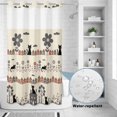 thumbnail image 2 of No Hook Shower Curtain, Japanese Style Shower Curtains for Bathroom with See Through Top Window, Vintage Cartoon Cat House Trees Flowers Waterproof & Washable Bath Curtain Narrow 54"x78", 2 of 9