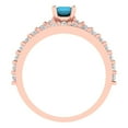 thumbnail image 4 of Clara Pucci 18K Rose Gold Emerald Cut 0.5Ct Simulated Turquoise Engagement Ring + Matching Band - Luxury Box Included, 4 of 7
