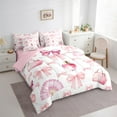 thumbnail image 3 of Manfei Girls Perfume Bags 7-Piece Twin Bedding Sets,Cute Bowtie Bow Bedding Comforter Set,Pink White Bowknot Sheet Sets For Teens,Luxury Bedroom Decor Reversible, 3 of 8