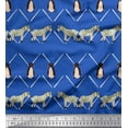 thumbnail image 1 of Soimoi Blue Moss Georgette Fabric Penguin & Stripe Animal Print Fabric by The Yard 42 Inch Wide, 1 of 1