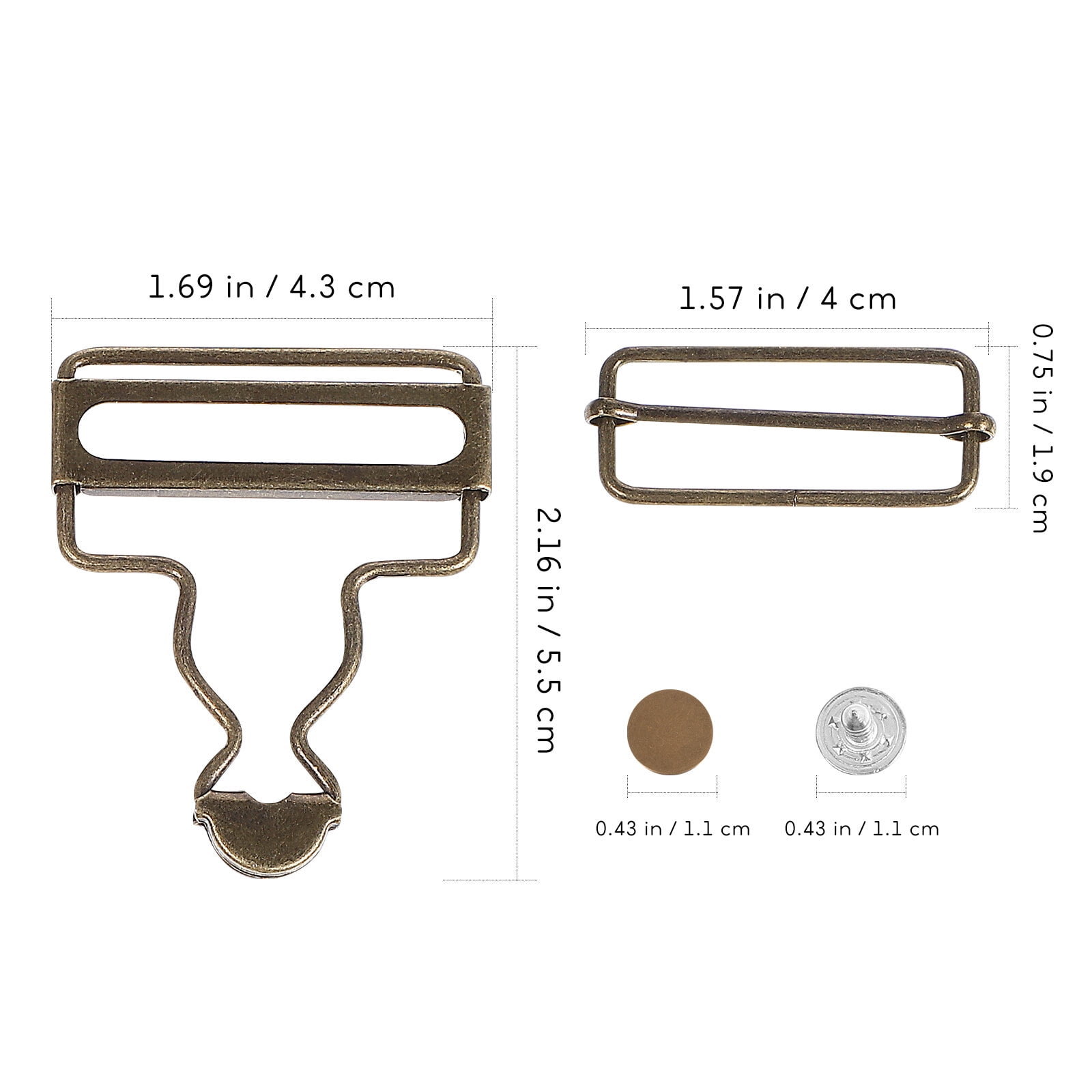 4 Sets metal buckle Overall Hooks Replacement Suspender Buttons
