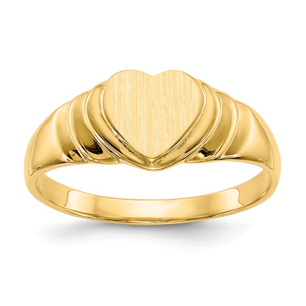 JewelryWeb 14k Yellow Gold Heart Signet Ring 2 2 Grams Size 6 