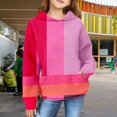 thumbnail image 2 of Mercatoo Kids' Hoodies Youth Girls Color Blocking Hooded Sweatshirt with Pocket Pullover Long Sleeve Tops Sweater, 2 of 7