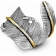 thumbnail image 1 of 925 Sterling Silver and Brass Leaf Adjustable Ring for Women, Cool Plain Simple Open Wrap Feather Ring Size 7-10, 1 of 4
