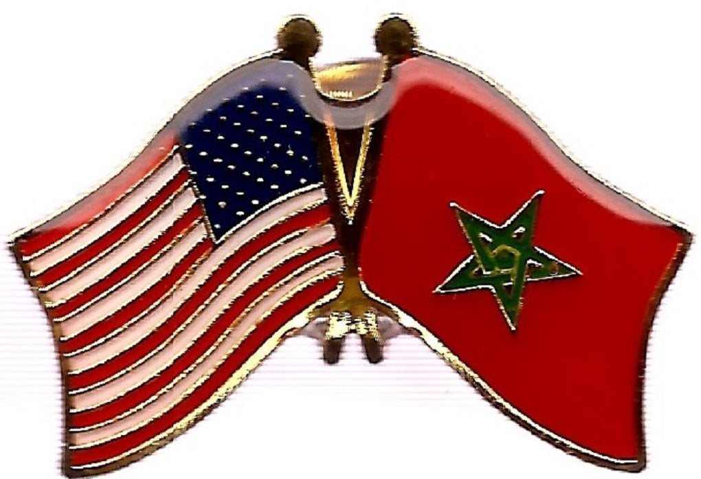 USA American Morocco Friendship Flag Bike Motorcycle Hat Cap lapel Pin 