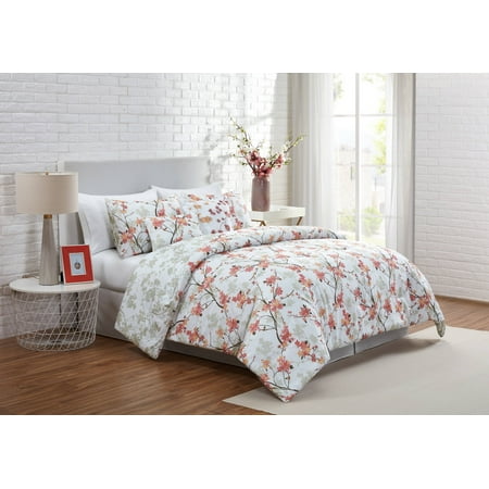 Vcny Home Jasmine Reversible Floral Duvet Cover Set Full Queen