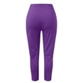 thumbnail image 4 of Dpytoraw Women High Waist Cropped Work Pants Solid Zipper Trouser Pant Casual Baggy Elastic Waist Trouser Wide Leg Pant With Pocket Fashion Pant Plus Size Casual Pants Women Purple S, 4 of 4