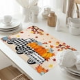 thumbnail image 5 of Happy Fall Placemats Set of 4 Maple Leaf Pumpkin Plaid Thanksgiving Truck Orange Heat Insulated Linen Place Mats, Washable Stain-Proof Table Mats for Dining Tables Holiday Decor 13x19inch, 5 of 9