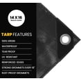 thumbnail image 4 of PROTARP Cubierta de lona extra resistente de 16 mil, impermeable, resistente a los rayos UV, lona de polietileno a prueba de desgarros y desgarros con bordes reforzados para techo, camping, patio, pis, 4 of 5
