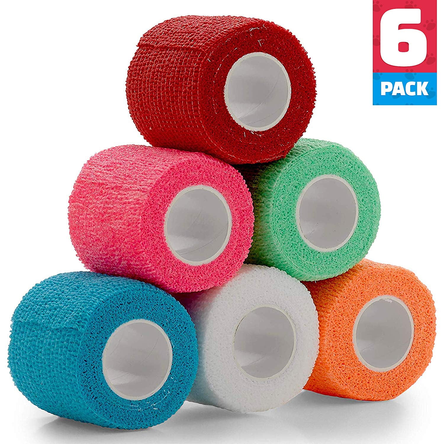 Vet Wrap (Pack of 62 inch x 5 Yard Rolls) Self Adherent Wrap