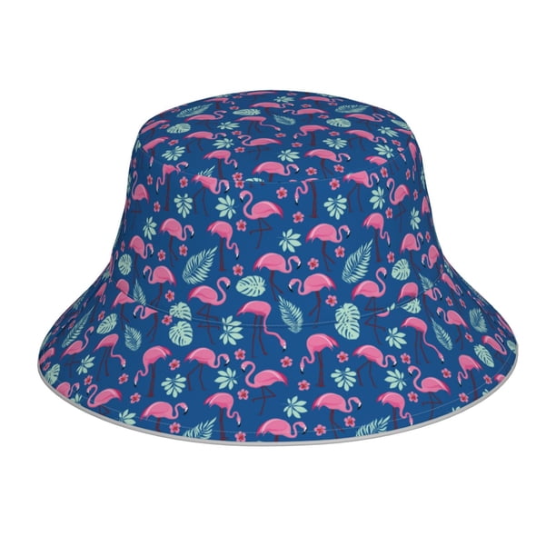Fotbe Plants And Flamingos Sombrero Tipo Pescador con Estampado – Sombrero de Sol de Algodón de Moda para Playa, Golf, Pesca