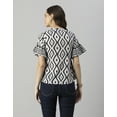 thumbnail image 7 of Moomaya Womens Printed Cotton Blouse, Boho Top, Short Sleeves Summer Top, 7 of 7