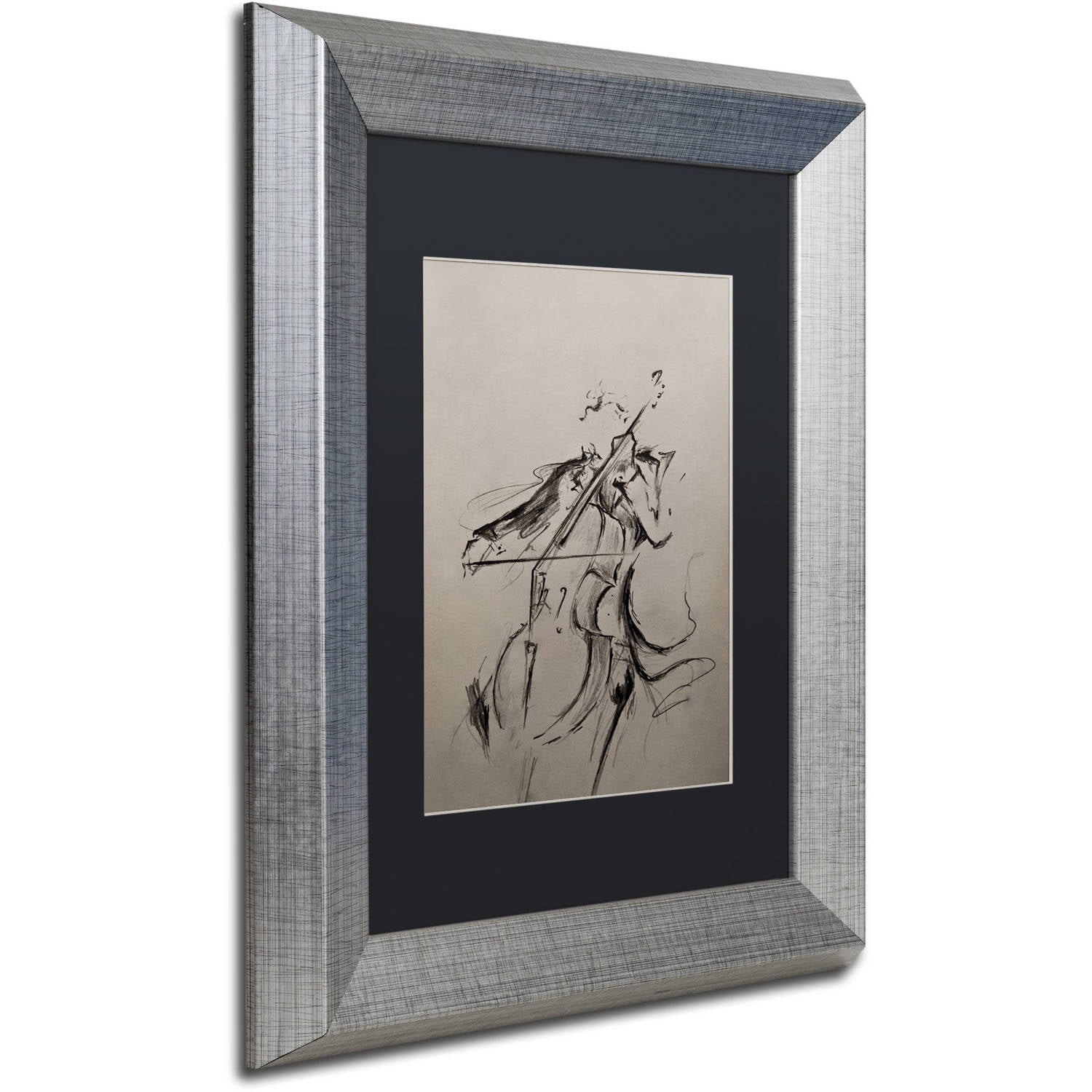 Trademark Fine Art 'The Cellist Sketch' Canvas Art by Marc Allante, Black Matte, Silver Frame