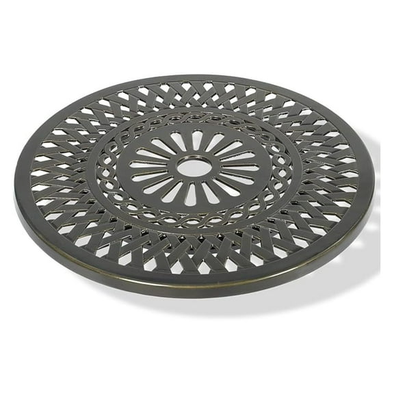 Outdoor 24" Lazy Susan Turntable for Table, All Weather Cast Aluminum Round Serving Plate Rotating Tray with 2.4" Umbrella Hole, Silent & Smooth Spin, Dark Bronze