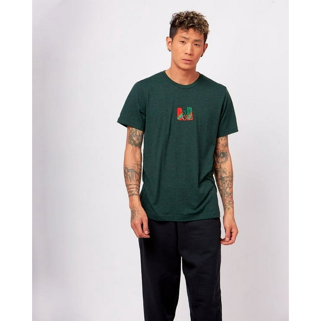 Manches Courtes Hommes T-Shirt Vert Brodé G&R-Medium Size