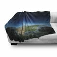 thumbnail image 3 of Earth Soft Flannel Fleece Throw Blanket, North America Continent on Globe Earth Galaxy Milky Way Realistic View, Cozy Plush for Indoor and Outdoor Use, 50" x 70", Indigo Pale Blue Green, by Ambesonne, 3 of 6
