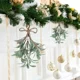 thumbnail image 4 of Rama de muérdago artificial de 23 cm, ramo de flores decorativas rojas y blancas falsas, decoraciones colgantes para fiestas navideñas en casa, 4 of 5