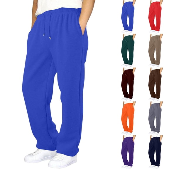 Nestiefly Mens Baggy Sweatpants Baggy Casual Straight Wide Leg Fleece Sweat Pants Athletic Workout Gym Jogger with Pockets Blue S