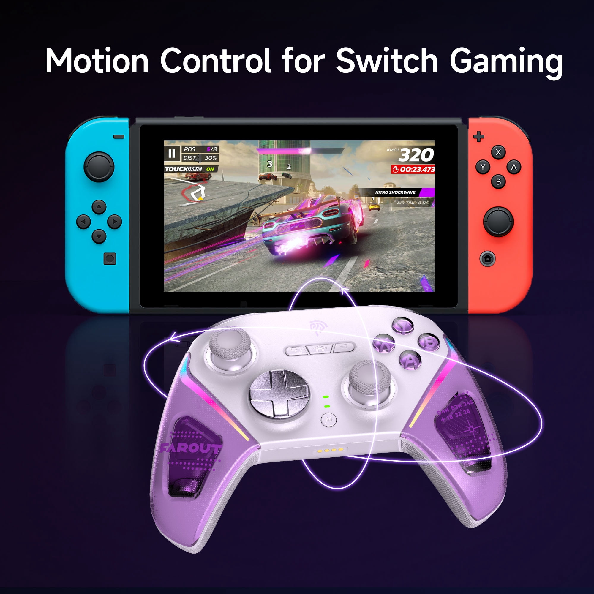 EasySMX D10 PC Controller with Charging Dock/TMR Joysticks/Dual-Mode Triggers/Motion Control, Wireless Gaming Controller for PC,iOS,Android,Switch,Steam