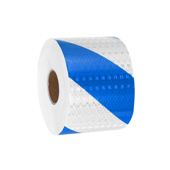 Uxcell Reflective Tape, Self-Adhesive Trailer Reflector Tape Waterproof Warning Sticker Blue White 4 Inch x 82 Feet