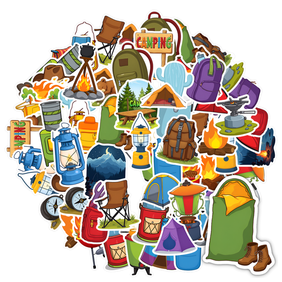 35pcs-50pcs Colorful Outdoor Stickers Adventure Camping Decals Fun Nature Stickers for Backpacking Laptops Guitars