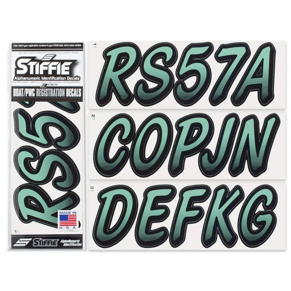 STIFFIE Whipline Cozumel / Black 3" Alpha-Numeric Identification Custom Kit Registration Numbers & Letters Marine Stickers Decals for Boats & Personal Watercraft PWC