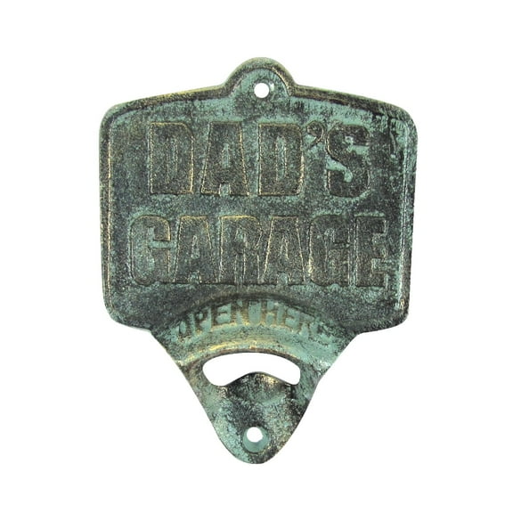Cast Iron Dads Garage Open Here Beer Soda Cap Bottle Opener Wall Mount Bar Pub Gift