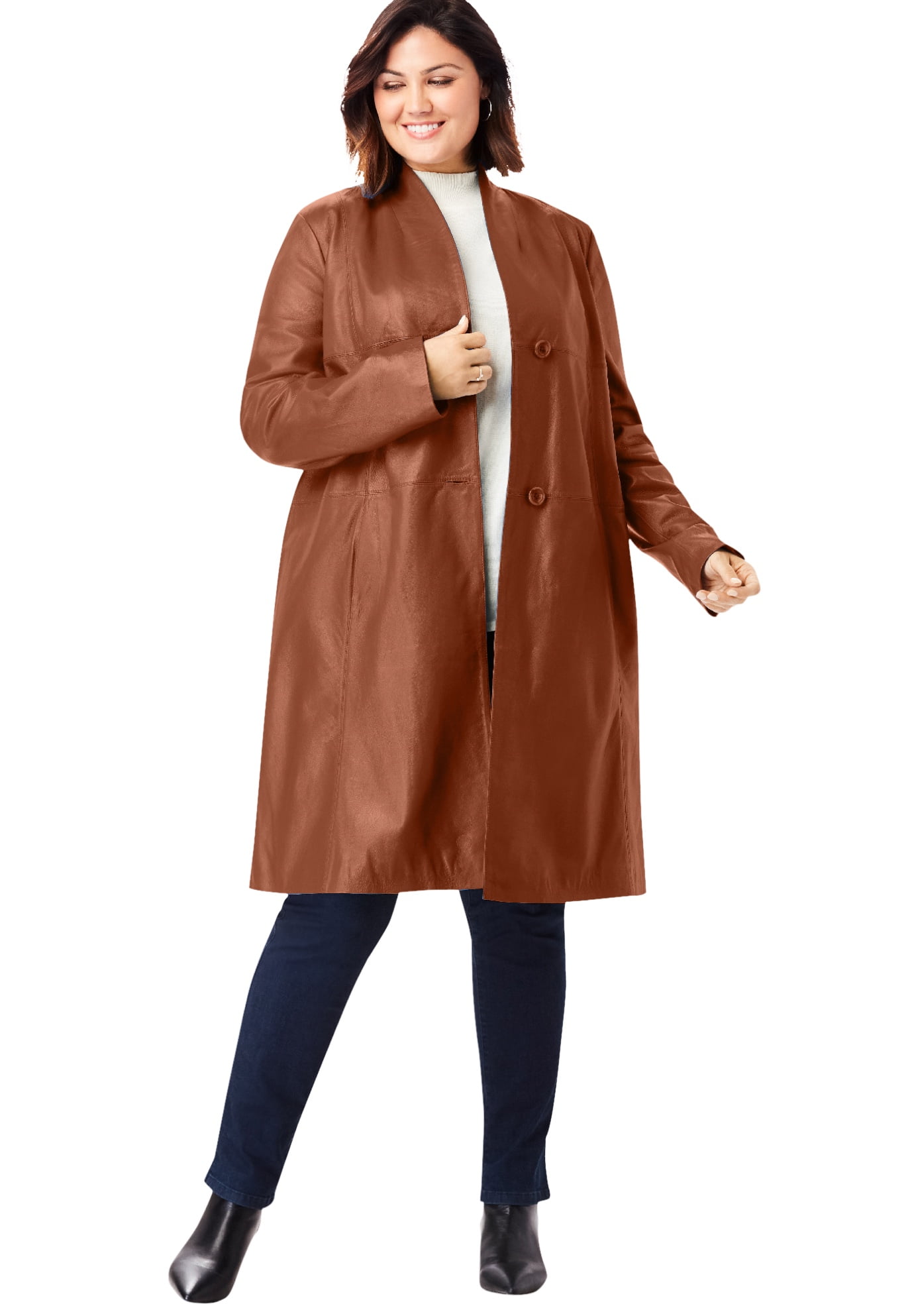Jessica London Jessica London Women's Plus Size Leather Swing Coat