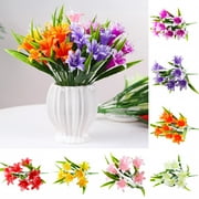 Limei Artificial Lily 13" Fake Lily Artificial Flower Wedding Party Decor Bouquet Home Hotel Office Garden Craft Art Decor White