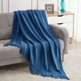 thumbnail image 1 of HTOOQ Couvre-sofa Solide et Moelleux à Texture Couverture Décorative Tricotée, 5HTOOQ « x6HTOOQ » Bleu Royal, 1 of 7
