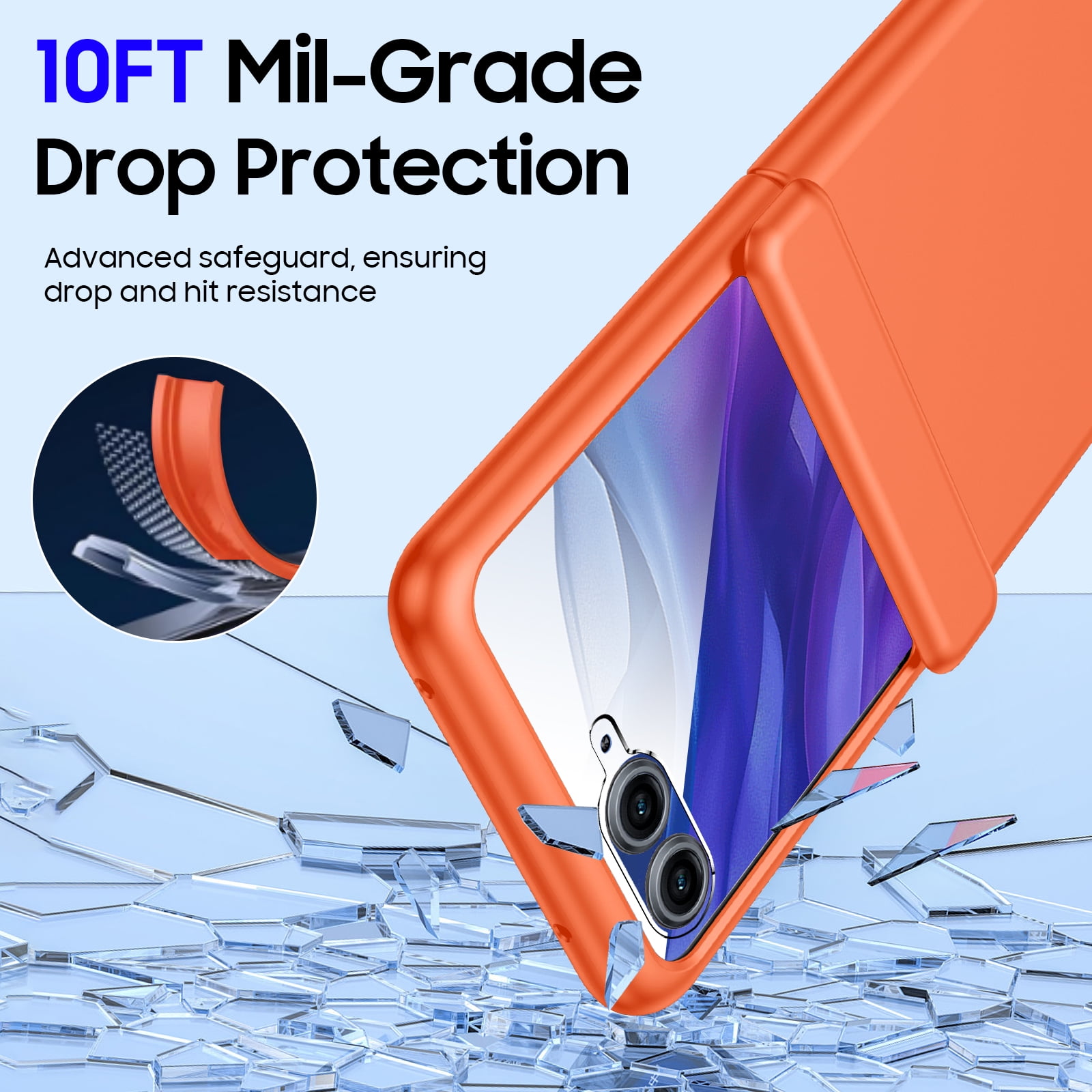 Oupeigar for Motorola Razr 50 Ultra Phone Case With Hinge Protection,Screen Protector,Slim Smooth Touch, Rugged Anti-Scratch Shockproof Case-Orange