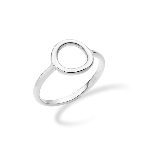 Miabella 925 Sterling Silver or 18Kt Yellow Gold Over Silver Open Circle Ring for Women Made in Italy (sterling silver, 5)