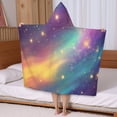 thumbnail image 5 of Colorful Galaxy Pattern Hooded Bath Towel，50"x30" for Ages 3 To 12 Kids, Quick Dry Lightweight Soft Microfiber Hood Beach Towel Cover Up for Kids, 5 of 7