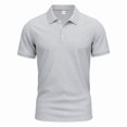 thumbnail image 5 of Stylish Polo Shirts Men Casual Collared Short Sleeve Button Up Golf Shirt Shirt Lightweight Quick Dry Work Shirts Light Gray XXL, 5 of 9