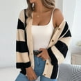 thumbnail image 2 of Womens Striped Cardigan Sweaters Loose Button Down Long Sleeve Open Front Knit Cardigans Outerwear 2025, 2 of 8