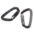 thumbnail image 1 of 2pcs Mosquetón de Escalada de Aluminio de 25KN para Rapel de Negro Senderismo Hiking Trekking, 1 of 7