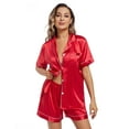 thumbnail image 4 of Trace Kasa Women Silk Satin Pajamas Set Soft Short Sleeve 2 Piece Pjs Button-down Silky Sleepwear, Size S-XL, 4 of 7