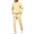 thumbnail image 2 of yuCgh Men's Two-Piece Hoodie Sweatshirt and Jogging Pants Tracksuit Set for Casual Sports and Athletic Wear, Comfortable Lounge Outfit for Outdoor Activities and Everyday Use,Beige L, 2 of 6