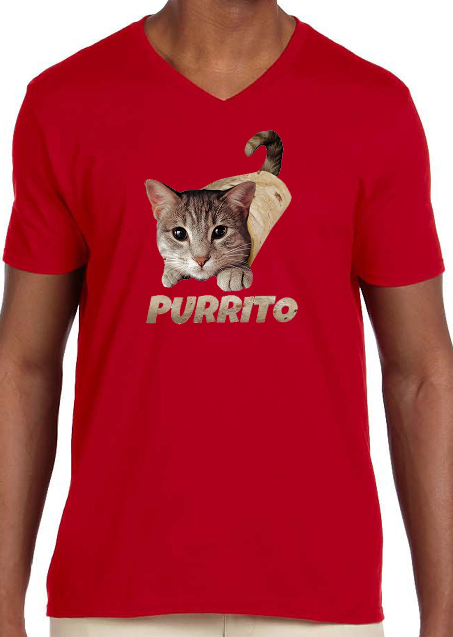 Men's V-Neck T-Shirt Purrito Burrito 