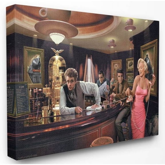 Stupell Industries Coffee Shop Vintage Hollywood Movie Star Classic Illustration Canvas Wall Art by Jadei Graphics