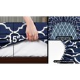 thumbnail image 4 of Juego de cama King Brillar Quatrefoil azul marino con patrón blanco 1 sábana ajustable 2 fundas de almohada microfibra cepillada suave resistente al encogimiento y a la decoloración, 4 of 5
