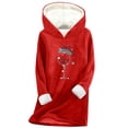 thumbnail image 2 of Aimik Plus Size Hooded Top for Women Fall Winter Thick Fleece-Lined Warm Base Layer Sweatshirt Loose Fit Long Sleeve Hooded Top, 2 of 6